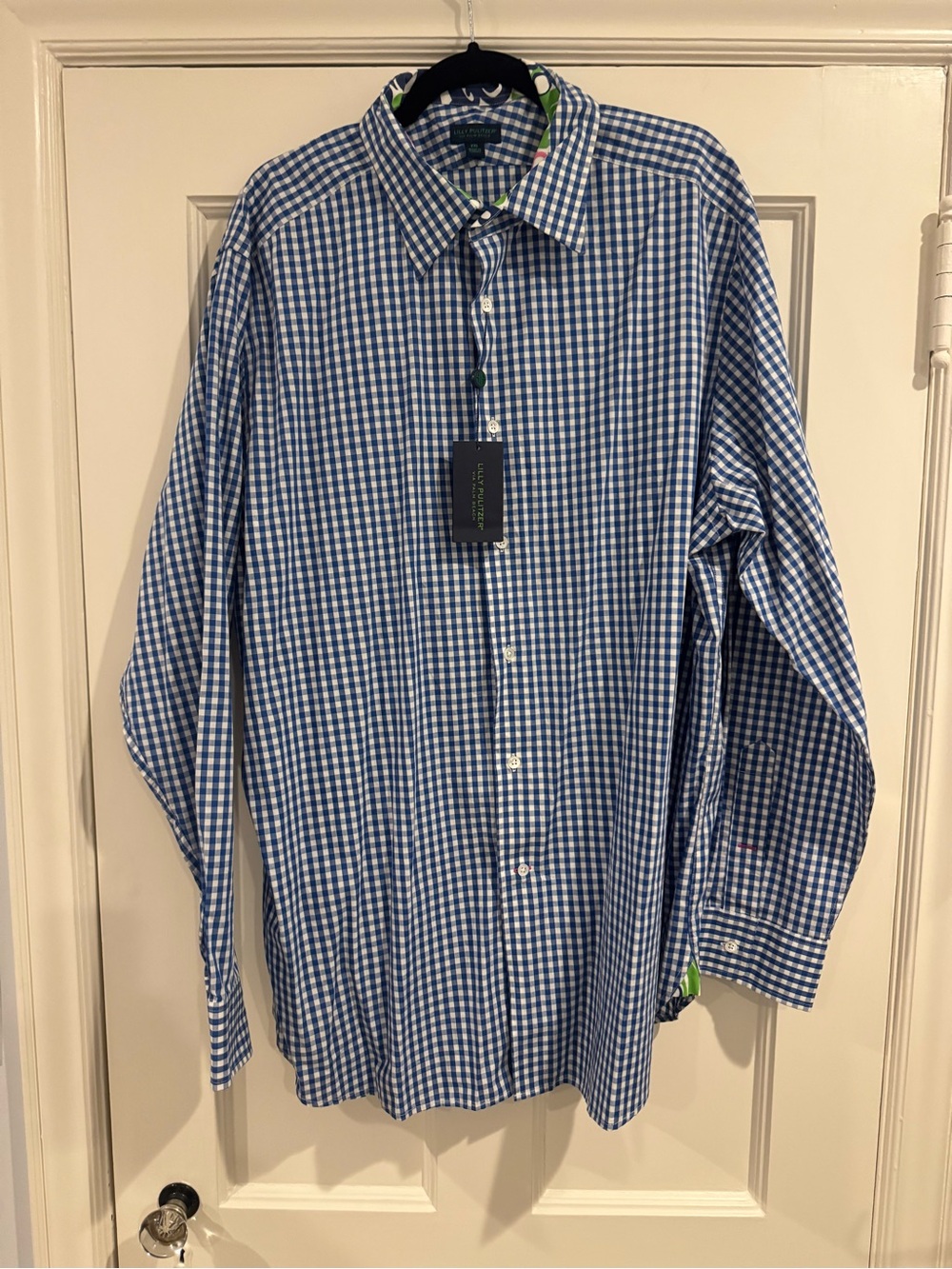 Lilly Pulitzer Blue and White Gingham Dress Shirt